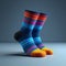 Colorful Striped Socks In 3d Render