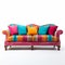 Colorful Striped Sofa With Vibrant Cushions In Nostalgic Romantic Style