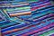 Colorful stripes on linen textile