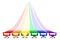 Colorful strong and healthy hearts lifting rainbow stripes, LGBT colors. Copy-space for add text is on top light colors.