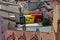 Colorful Structure among Roofs in Lisbona, Portugal