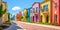 Colorful stucco traditional private townhouses. Residential architecture exterior.ai generative