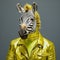 Colorful Studio Portraiture With Zebra Head And Yellow Jacket
