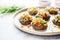 colorful stuffed portobello mushrooms with bell peppers and corn