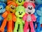 Colorful stuffed toy animals