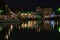 Colorful, stunning Milan dockyard, Darsena di Milano area during the night. Long exposure photography