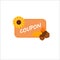 Colorful stylish coupon with word Coupon and autumnal leaves in design on the white background