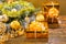 Colorful stylish gold Christmas still life