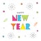 Colorful Stylish Happy New Year Font Against Fireworks White