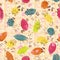 Colorful stylized cacao pods in candy colors on white chocolate tablet. Seamless vector pattern background.