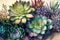 Colorful Succulents Background - Watercolor Art