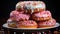 A colorful, sugary donut is a tempting homemade dessert generated by AI