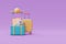 colorful suitcase with airplane, Tourism and travel ,3d rendering