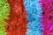 Colorful Sukkot or Sukkos or Christmas tinsel.