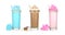Colorful summer cotton candy and smores milkshakes isolated on a white background