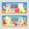 Colorful summer holiday banner with refreshment drink