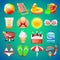 Colorful Summer Icons Set