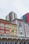 Colorful summer italian Portofino style buildings in Moscow, Russia