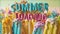 Colorful Summer Loading 3D Text with Vibrant Paint Splashes