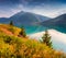 Colorful summer morning in the Resia (Reschensee) lake