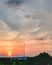 Colorful summer over industrial area