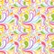 Colorful summer seamless pattern with floral curve