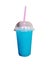 Colorful summer slushies with straw on white background. drink