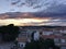 Colorful summer sunset with cloudy sky and houses in Coma-Ruga, Catalonia, Spain