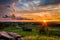 Colorful summer sunset from Little Roundtop in Gettysburg