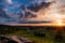 Colorful summer sunset from Little Roundtop in Gettysburg, Pennsylvania.