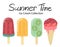 Colorful summer time flat vector fruit ice cream popsicle collection