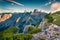 Colorful summer view of Gruppo del Cimonega mountain range