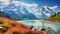 Colorful summer view of the Lac Blanc lake with Mont Blanc (Monte Bianco) on background