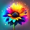 Colorful sunflower on a dark background. 3d illustration. generative AI