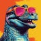Colorful Sunglasses With Crocodile: Hyperrealistic Pop Art Print