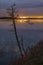 colorful sunrise on northern lake. Autumnal nature in Karelia , Russia