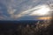 Colorful sunrise over layered mountains in Blowing Rock, North Carolina.