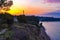 Colorful sunrise skies Chalkidiki beach at sunrise Aegean Sea Greece