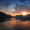 Colorful sunset on Adriatic Sea, Kotor Bay