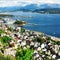 Colorful sunset in Alesund port town