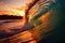 Colorful Sunset Barrel Wave for Surfing