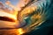 Colorful Sunset Barrel Wave for Surfing