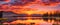 Colorful sunset, calm lake, shimmering reflections. Vibrant sunset over a lake. Nature background. Generative AI