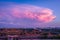 Colorful sunset clouds above the Forbidden City Palace Museum in Beijing China