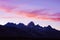 Colorful sunset clouds and Grand Teton mountains, USA