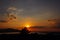 Colorful Sunset with Clouds and Tree Silhouette in Palava Protected Landscape Area