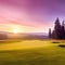 Colorful sunset on the golf course - sunrise in the mountains