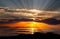 The colorful sunset at the Great Salt Lake