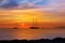 Colorful sunset of Ibiza view from formentera