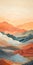 Colorful Sunset Mountain Range: Organic Forms And Muted Tones
